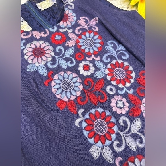 Wow🤩 Pamela Martin x La Vogue We Give a Hoot Vintage Embroidered Shift Dress 12 - Picture 2 of 12